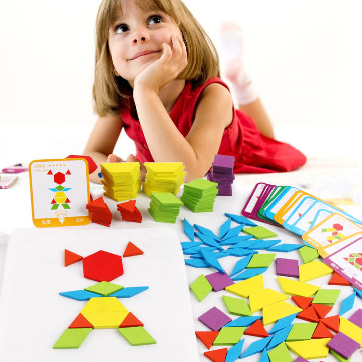 155Pcs%20Set%20Wooden%20Pattern%20Blocks%20Geometric%20Shape%20Jigsaw%20Puzzle%20Baby%20Educational%20Montessori%20Tangram%20Toys%20for%20Kids%20with%2024Pcs%20Card%20-%20Image%202