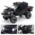 1:32 Scale Raptor F-150 BigFoot Pickup Car Model Toy Pull Back Sound&Light Off Road Truck Models Collection Gifts For Kids. 