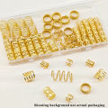 110 Pcs Gold Hair Jewelry for Braids and Dreadlocks - Metal Rings, Cuffs, Clips Accessory Decorations - Golden Yellow.