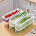 4 Pcs Long Rectangular Food Storage Containers, Plastic Reusable Refrigerator Organizer Boxes Kitchen Accessories. 