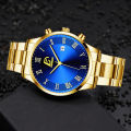 Fashion Mens Gold Stainless Steel Watches Luxury Minimalist Quartz Wrist Watch Men Business Casual Calendar Watch Reloj Hombre. 