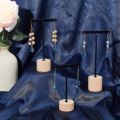 Metal T Bar Earring Display Stand Jewelry Stand with Wooden Round Base Earring Hanging Holders Jewelry Organizer.