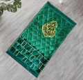 abo Mohammad Plush Velvet Jai Namaz quilted with high density rebounded foam and matching fabric underlining provide ease of prayer and protects knees of the elderly.. 