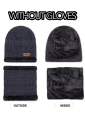 Winter Knitted Beanie Cap Neck Warmer Gloves Set For Men Women. 