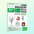 10 A4 Laser Water Slide Sticker Transfer Paper - White|Transparent|Silver, Water Transfer Paper Printable.