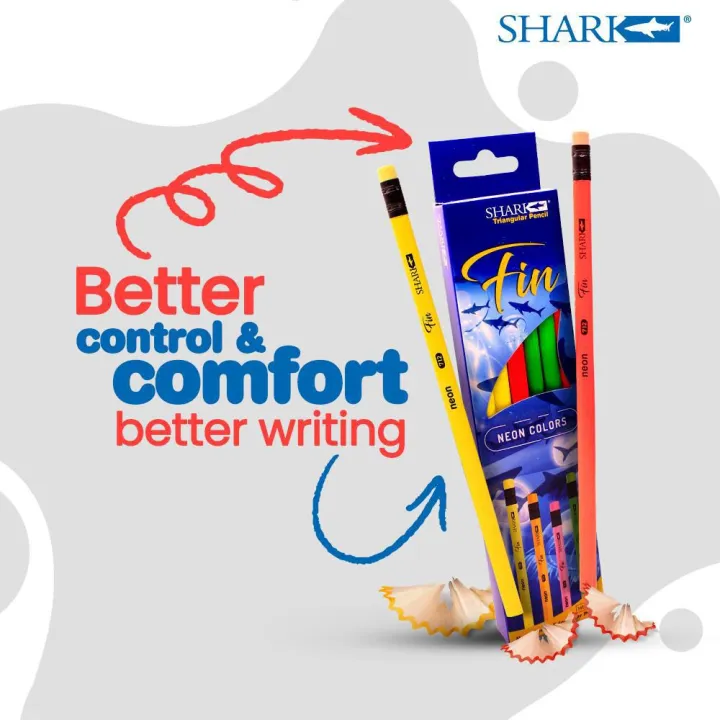 Shark%20HBT-712%20Fin%2012%20Pencils%20Fin%20Neon%20Body%20Assorted%20Colors%2012%20Pencils%20with%20Eraser%20-%20Image%204
