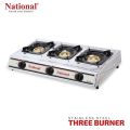 Stainless Steel 3 Burner Gas Cooker. 
