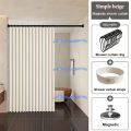 Magnetic Foldable Linen Bath Curtain Waterproof for Walk-In Shower - No Included Adjustable Rod.