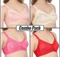 4 Pcs Stylish & Soft Stitch Thin Fabric Net Bra For Girls & Women For Regular Use. 