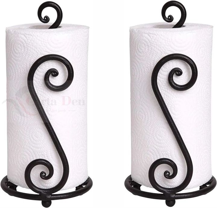 Fancy%20Paper%20Towel%20Holder%20Stand%20%7C%20Black%20Stylish%20Wrought%20Iron%20%7C%20Classic%20Decorative%20Countertop%20Authentic%20Rod%20Metal%20Hand%20Forged%20Stand%20Up%20Holder%20%7C%20Handmade%20Crafted%20by%20ARS%20-%20Image%202