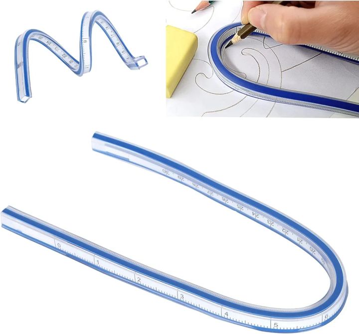 Flexible Curve Ruler for Pattern Making, Tailoring & Craft Drawing – Bendable Measuring Ruler (50cm / 20 inch)
