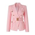 Factory Customize Luxury Quality Classic Style Office White Black Women Pocket Blazers with Blet.