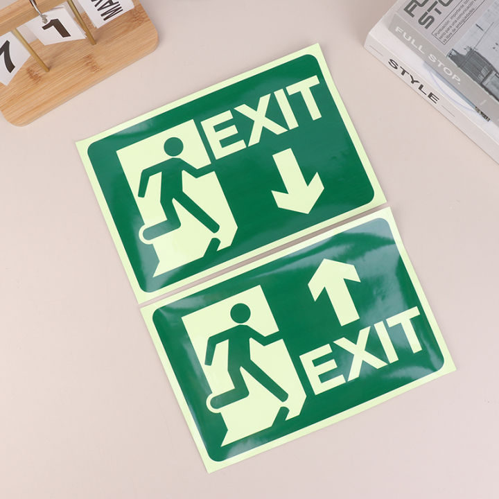 [Y]Glow In Dark Exit Signs Luminous Security Stickers Wall Safety ...