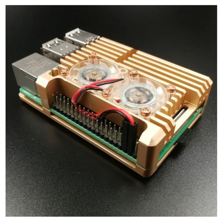 Raspberry Pi 4/3 Aluminum Case with Dual Cooling Fan Metal Shell Black ...