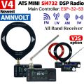 AMNVOLT V4/V3S ATS MINI SI4732 Pocket Radio ALL Band DSP Radio FM AM SSB LSB USB Receiver Bracket, with Hi-Z Circuit ESP-32-S3. 
