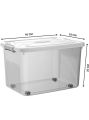 Large Transparent Storage Bin with Lockable Airtight Lid Scratch Resistant Plastic Container on Wheels for Home Organization And Storage. 
