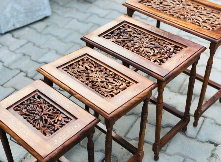 Wooden crafted Nested 4 table set