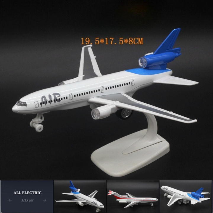 22cm Alloy Aircraft Model Boeing 727 McDonnell Douglas DC-10 Toy Airplane 4 Lights Music Children's Gift