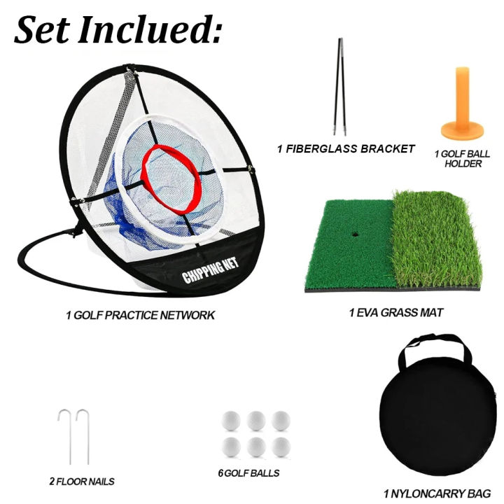 Pop Up Golf Practice Chipping Net with Golf Hitting Mat Training Target ...