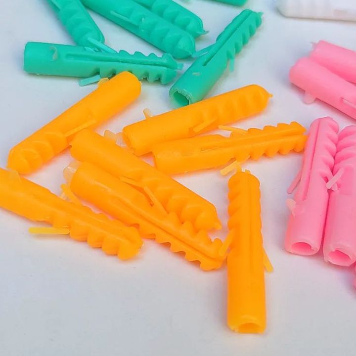 50%20Pcs%20Multi%20Colour%20Plastic%20Rawal%20Plugs%20Plastic%20Wall%20Plugs%20No.12,-%20High%20Quality%20Wood%20Concrete%20Screw%20Flat%20Nails%20Plugs%20-%20Image%202