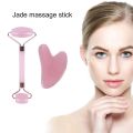 Jade Roller Gua Sha Set - Natural Rose Pink Color jade roller gua sha and Jade Facial Massager for Anti-Aging, Face Slimming, Lifting, Wrinkle Reduction, and Double Chin Removal - Gua sha Beauty Care Tool GuaSha Jade Roller. 