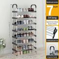7-Layer Metal Reinforced Shoe Rack With 5 Pipes Per Layer Simple Shoe Rack Stand for Entryway, Living Room. 