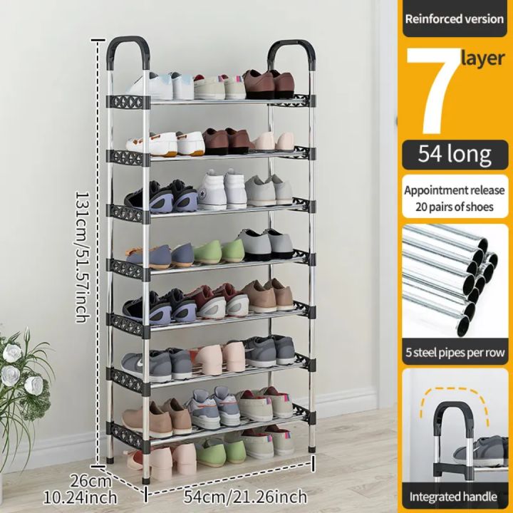 7-Layer Metal Reinforced Shoe Rack With 5 Pipes Per Layer Simple Shoe Rack Stand for Entryway, Living Room