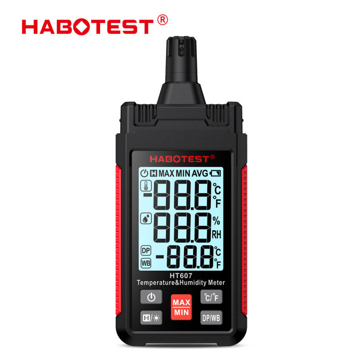 HABOTEST HT607 Digital Temperature Humidity Meter Professional Laboratory Thermo-Hygrometer Farm Plastic Shed Moisture Meter