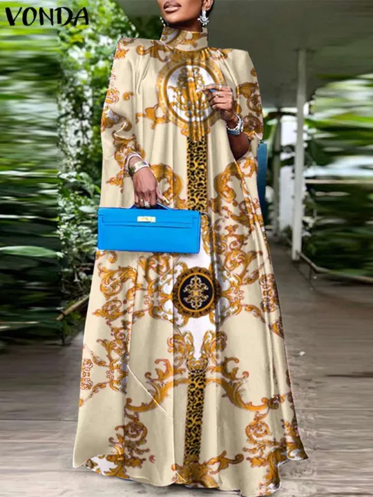 Plus%20Size%205XL%20VONDA%20Elegant%20Party%20Women%20Sundress%20Bohemian%20Stand%20Collar%20Sleeveless%20Printed%20Maxi%20Dress%20Casual%20Bat%20Sleeve%20Long%20Robe%20-%20Image%204