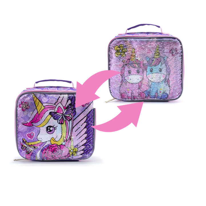 BLING%20BABIES%20Children's%20tote,%20lunch%20bag,%20double%20sided%20unicorn%20sequin%20design,%20pink%20and%20purple,%20suitable%20for%20carrying%20food%20-%20Image%205