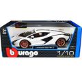 Lamborghini Sian White with Gold Rims 1:18 Scale Diecast Model Car Bburago. 