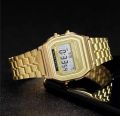 Casio Vintage Digital Watch Gold Stainless Steel Unisex Water-Resistant New. 