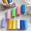 3mm 100% Cotton Cord Colorful Handmade Rope Twisted Macrame String DIY Home Wedding Decoration Supply Film Packaging 100m. 