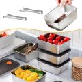 316 Stainless Steel Food Storage Containers Airtight Lids Fresh-keeping Container Metal Refrigerator Container for Lunch, Picnic. 