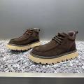Autum Winter Men Platform Boots Designer Non-slip Motorcycle Boots Lace Up Shoes 2025 New Men's Fashionable Walking Work Boots. 