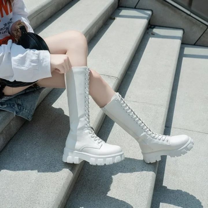 Women's%20Mid%20Calf%20Boots%20Padded%20Shoes%20Knee%20High%20Winter%20Sneakers%20Punk%20Style%20%20Casual%20White%20Black%202024%20Lucury%20Platform%20Woman%20-%20Image%203