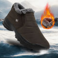Men's Snow Boots, Winter Warm Shoes, Fuzzy Lining Windproof Hiking Boots, Winter Insulated Shoes, Fuzzy Lining Windproof Hiking Boots.
