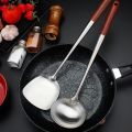 304 Stainless Steel Spatula Spoon With Wooden Handle Lengthened Cooking Spoon Anti-Scalding Cooking Shovel Kitchenware. 