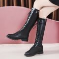 Winter New Style Round-toe Thick-soled Cross-strap Fashionable Motorcycle Boots, Comfortable Non-slip Trendy Women's Boots.