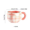 300ML Korean Style Hand Pinched Irregular Ceramic mug Hand-painted Flower Heart Coffee Cup Breakfast Milk Afternoon tea cup Gift. 