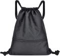 Drawstring Bag, Waterproof Drawstring Sports Bag, Unisex PE Drawstring Bag, Girls Boys, Gym Bag, Drawstring Bag, 19.5 x 16.5 inches (50 x 42 cm), black, m. 