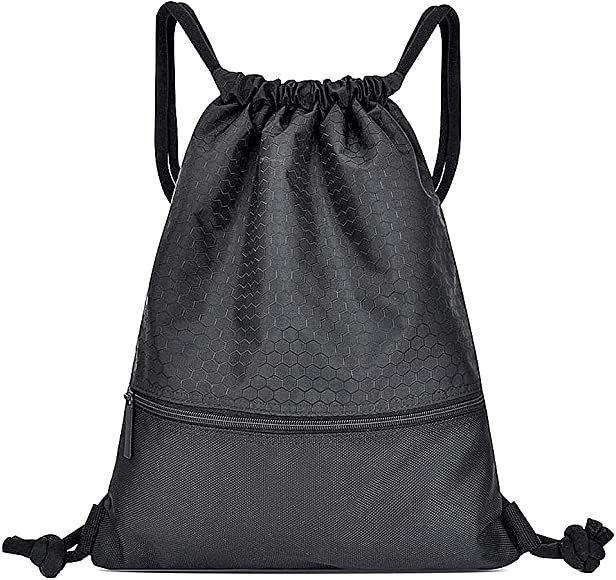 Drawstring Bag, Waterproof Drawstring Sports Bag, Unisex PE Drawstring Bag, Girls Boys, Gym Bag, Drawstring Bag, 19.5 x 16.5 inches (50 x 42 cm), black, m