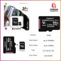 King'ston Canvas Select Plus 64GB microSD Card Class 10 UHS-I speeds up to 100MB/s with Adapter (SDCS2/64GBIN).