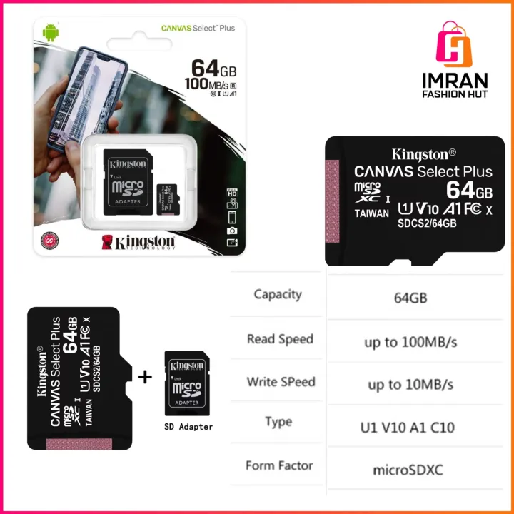 King'ston%20Canvas%20Select%20Plus%2064GB%20microSD%20Card%20Class%2010%20UHS-I%20speeds%20up%20to%20100MB/s%20with%20Adapter%20(SDCS2/64GBIN)%20-%20Image%209