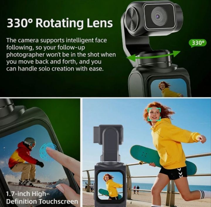 4K%20Vlog%20Pocket%20WiFi%20Gimbal%20Auto%20360%C2%B0%20Rotation%20Portable%20Camera%20-%20Image%203