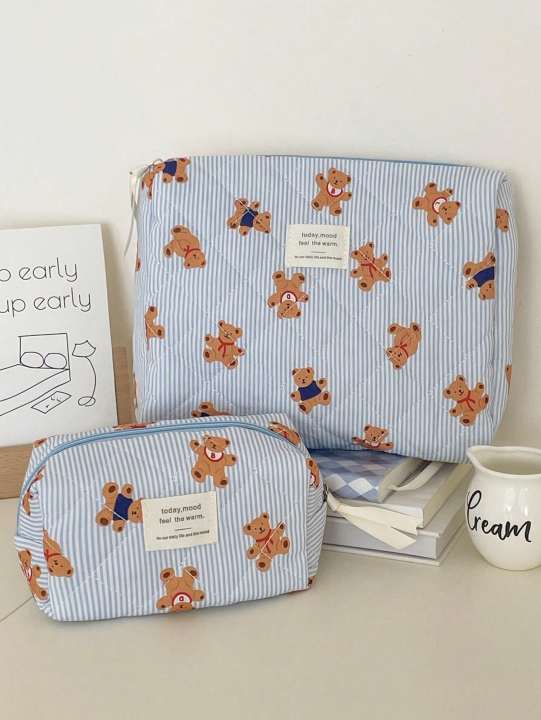 1%20piece/set%20of%20striped%20bear%20quilted%20makeup%20bag,%20portable%20storage%20makeup%20bag,%20cute%20bear%20makeup%20bag,%20multifunctional%20makeup%20bag%20-%20Image%202