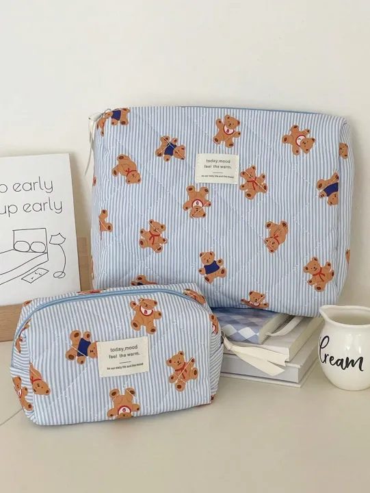 1%20piece/set%20of%20striped%20bear%20quilted%20makeup%20bag,%20portable%20storage%20makeup%20bag,%20cute%20bear%20makeup%20bag,%20multifunctional%20makeup%20bag%20-%20Image%202