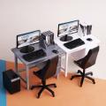 1/12 Scale Dollhouse Miniature Computer Keyboard Desk Chair Set - Home Study Room Furniture Decor Micro Scene Props Kit. 
