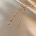 DIEYURO Stainless Steel Retro Creative Unique Design Adjustable Necklace Female Fashion Simple All-match Gold Clavicle Chain.