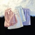 Summer Women Casual Shorts High Waist Loose Fit Drawstring Waist Solid Color Hot Pants.